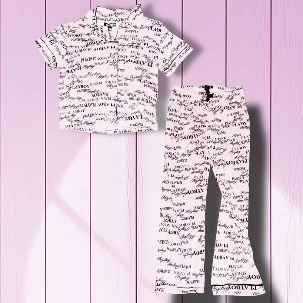 Pink and Black Playboy Pj Set